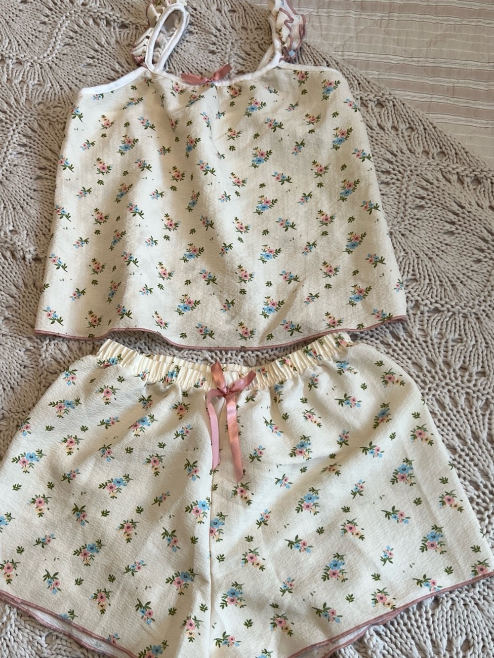 Floral Light Yellow Cami and Shorts Pajama Set